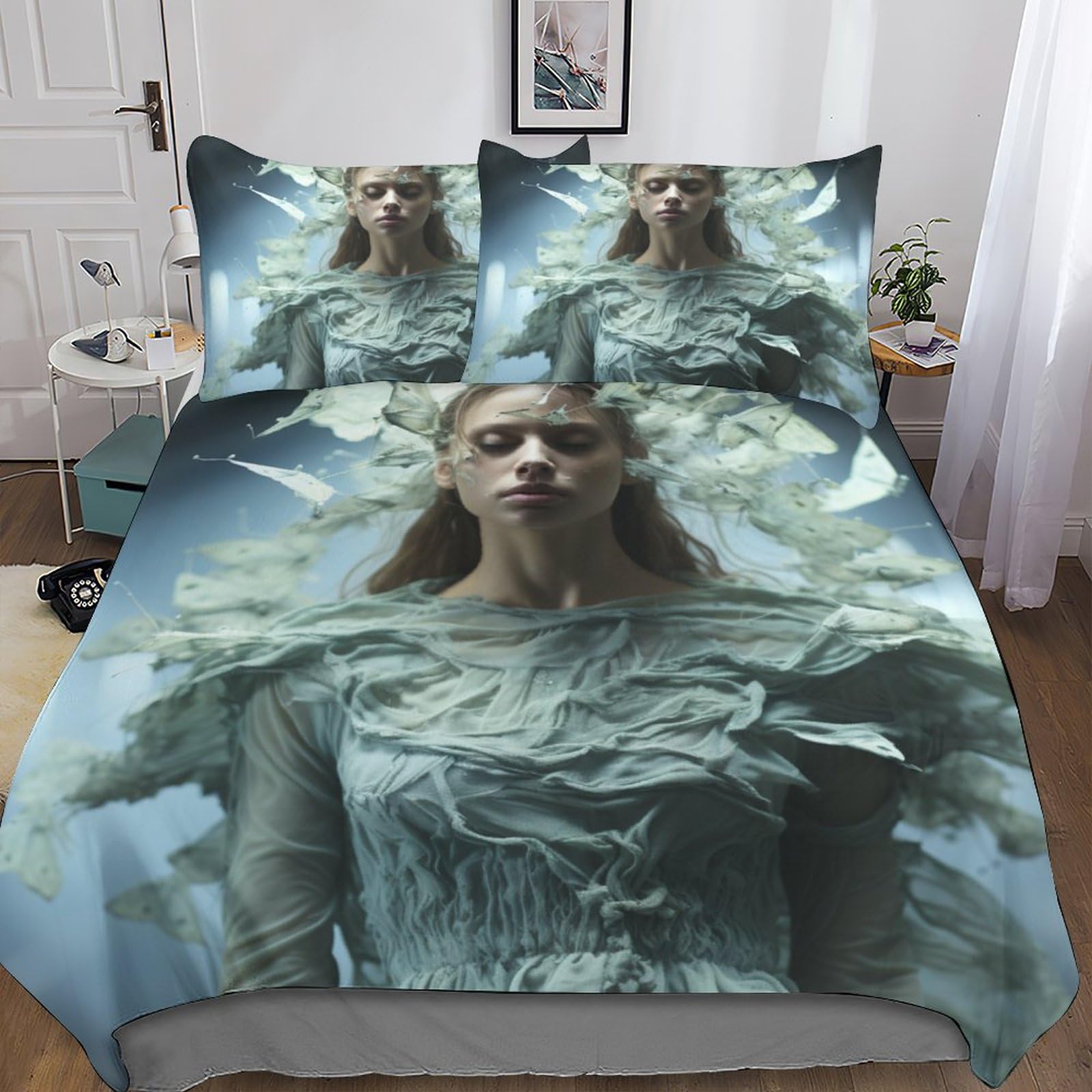 Parure de lit hypoallergénique ailes de papillon 3D pour un sommeil sain et doux
