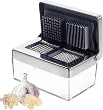 Garlic Press Stainless Steel 2-in-1 - Garlic Cutter & Garlic Chopper with Collection Container, Dishwasher Safe, Odourless & Durable Garlic Chopper