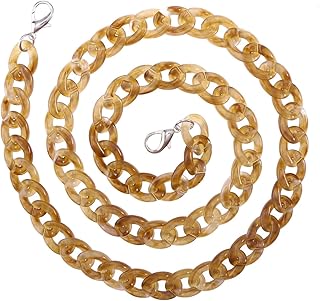LUOEM Cinturina a catena per borsa di resina 120 cm in Marrone