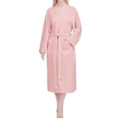 PAVILIA Women Waffle Knit Kimono Robe Soft Cozy Breathable Lightweight Long Bathrobe with Side Pockets for Shower Spa