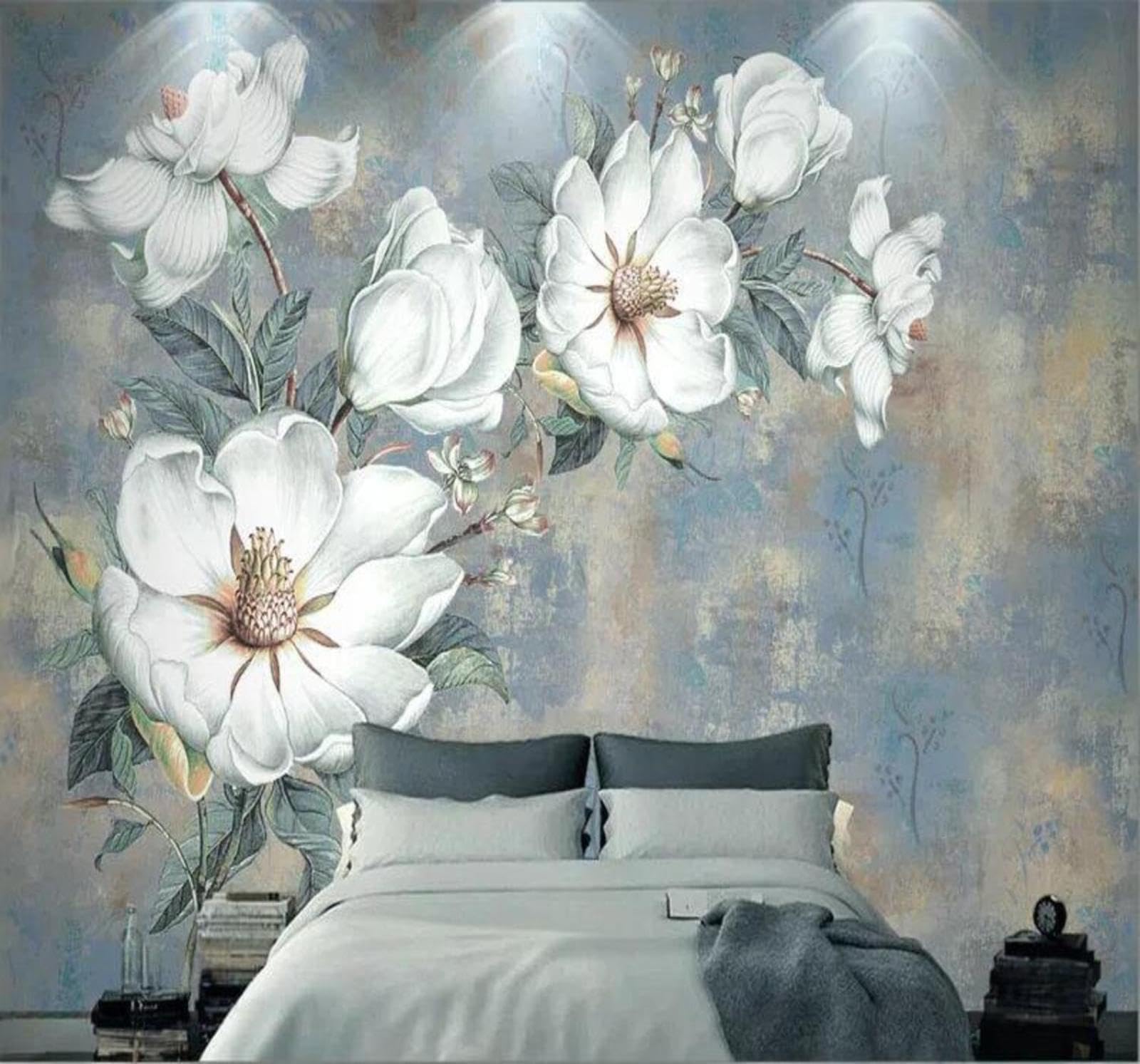 Vintage Relief White Flowers Art 3D Wallpaper Easy Install Feature Office Living Room Sofa Bedroom TV Background Wall Decoration-400cm×280cm