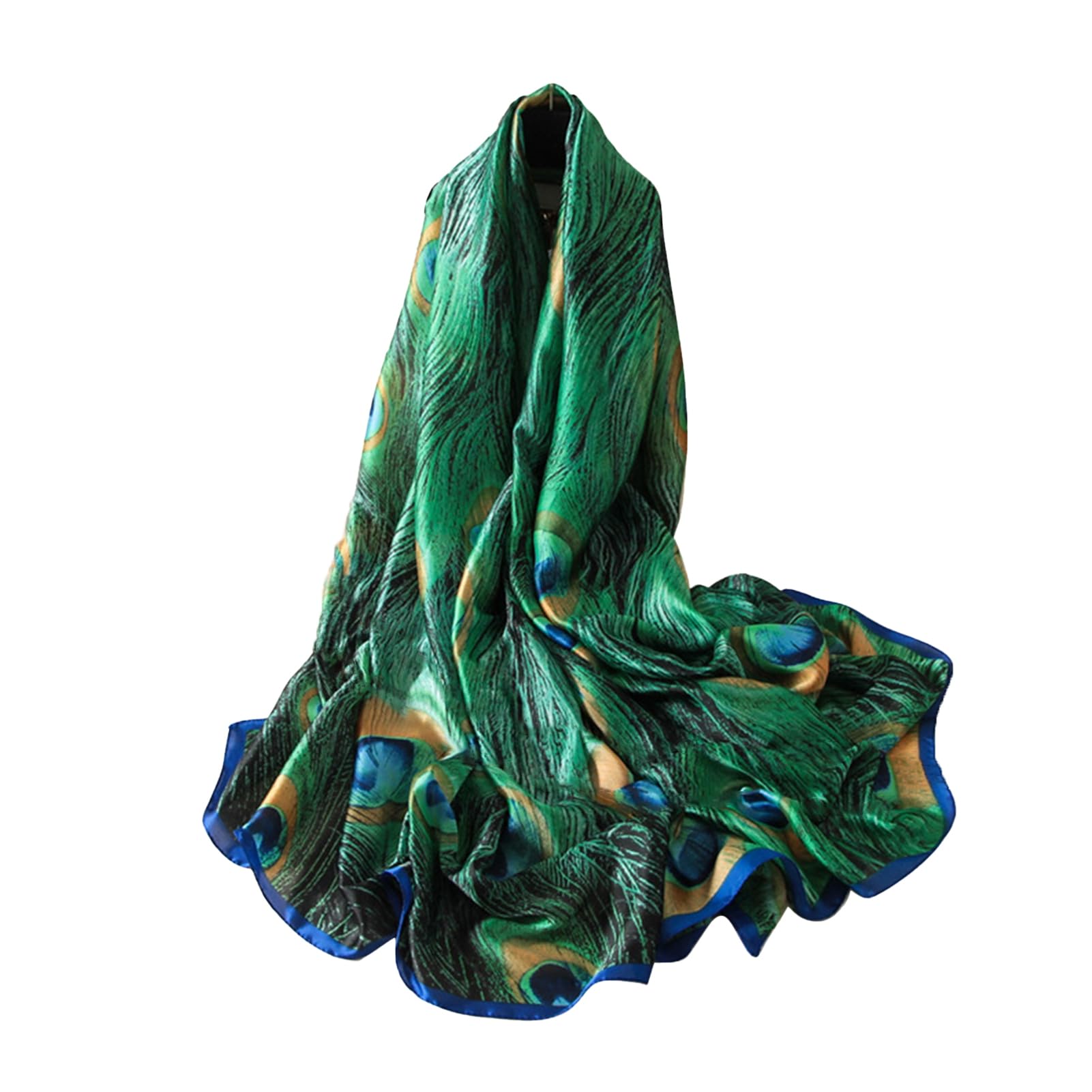 matumou Fashion Peacock Scarves Women Silk Cover Up Scarf Beach Travel Shawl