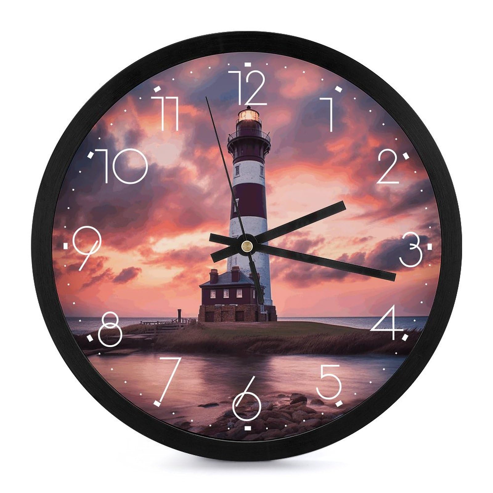 Horloge murale imprimée phare pour une chambre zen et silencieuse