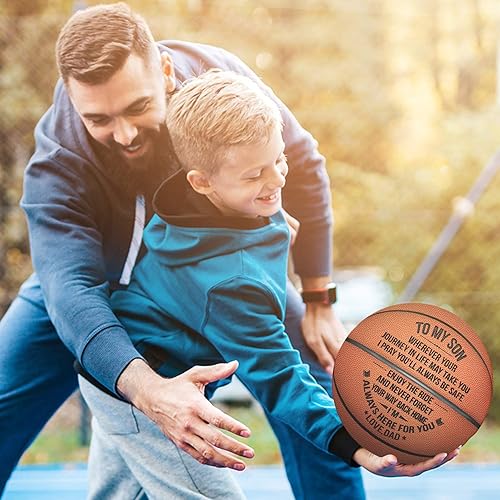 Miniatura 5 de Baloncesto grabado de 29.5 pulgadas, pelota de juego personalizada para interiores y exteriores para hijo y nieto, nunca perderás, regalo de aliento
