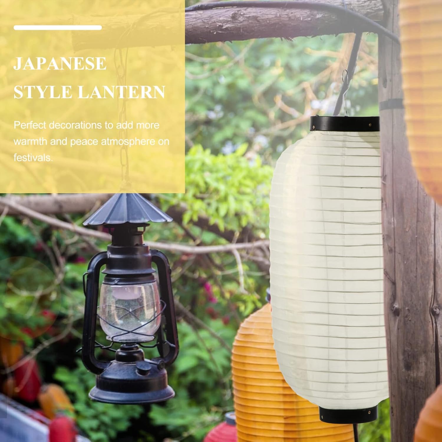 2pcs Japanese Style Lanterns Traditional Japanese Silk Hanging Lantern Party Decorations Ornaments for Indoor Outdoor