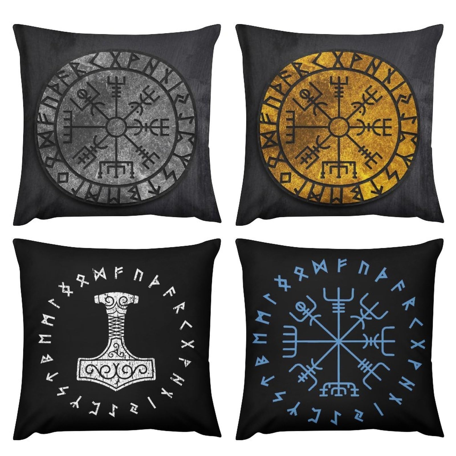 Housse de coussin de canapé Viking pour salon et chambre motif boussole nordique
