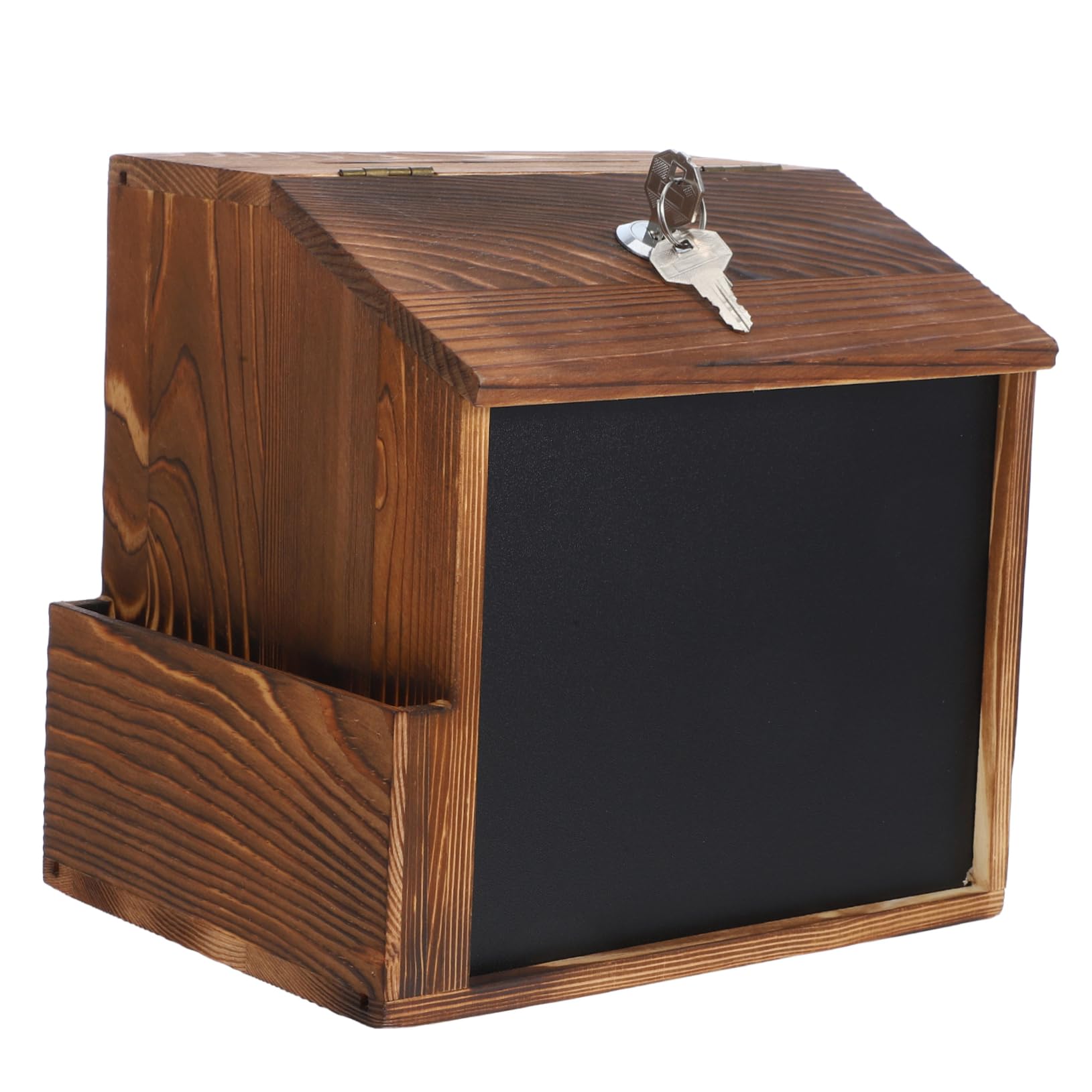 Sewroro Buzón de Sugerencias con Pizarra de Madera con Cerradura y Diseño para Montaje en Pared , Caja de Donaciones Segura Adecuado para Votación y Propinas en Restaurantes