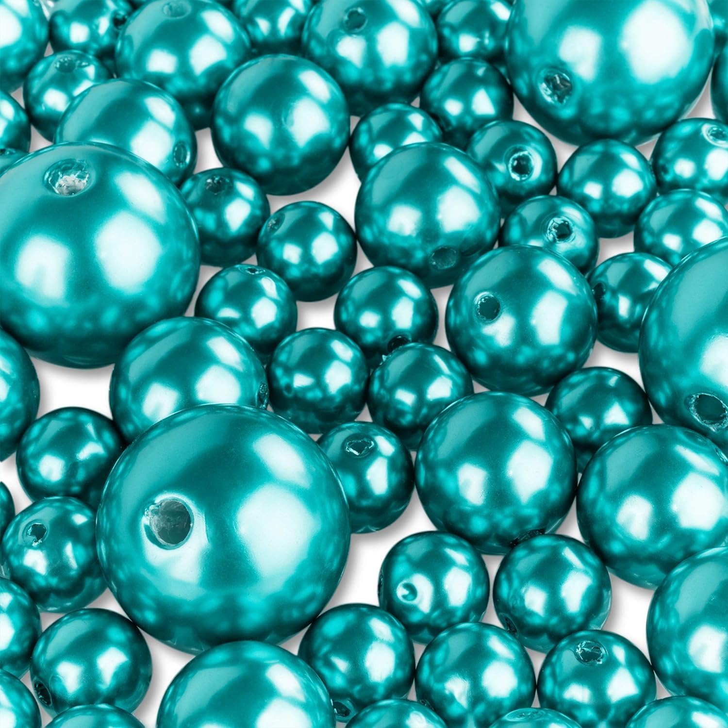 Super Z Outlet Elegant Glossy Polished Pearl Beads for Vase Fillers, DIY Jewelry Necklaces, Table Scatter, Wedding, Birthday Party Home Decoration, Event Supplies (8 Ounce Pack, 70 Pieces) (Turquoise)