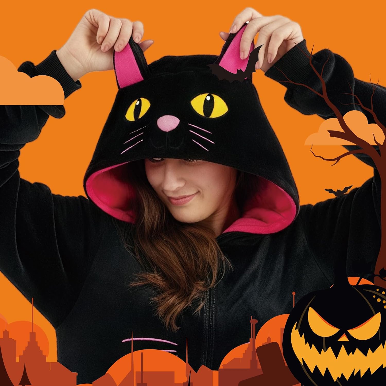 Unisex Adult Onesie Pajamas,Flannel Hooded Sleepwear Halloween Costumes Animal Cosplay Homewear - Image 2