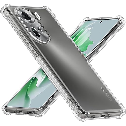 Zubitech Case for OPPO Reno 11 5G, Ultra Slim Crystal Anti-Scratch Bumper Cover Flexible Soft TPU Anti-Fall Reinforced Corner Shockproof Transparent Case for OPPO Reno 11 5G (OPPO Reno 11)