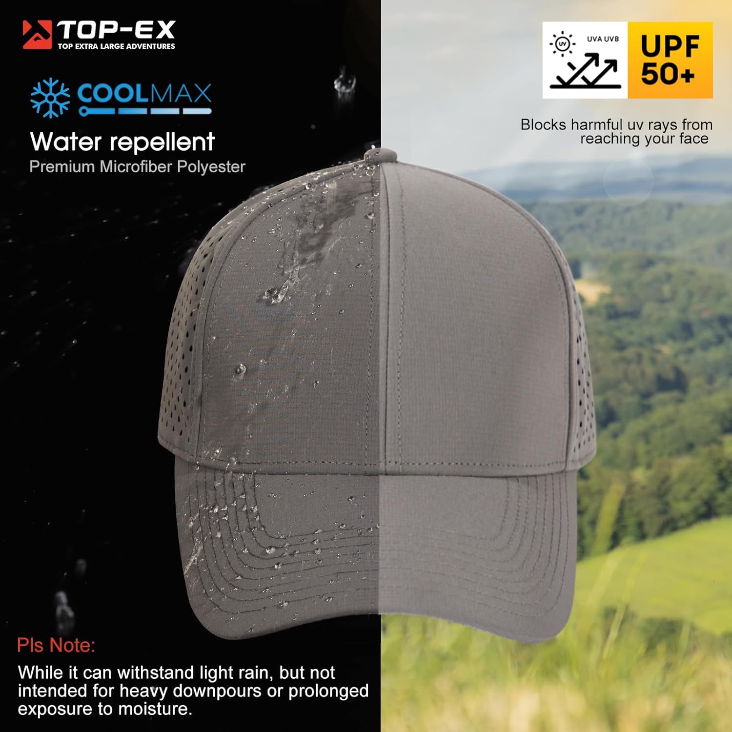 Oversize XL/XXL Snapback Baseball Cap Hydro Performance Cool Hat Water Repellent Golf Boat Beach Workout - Image 7