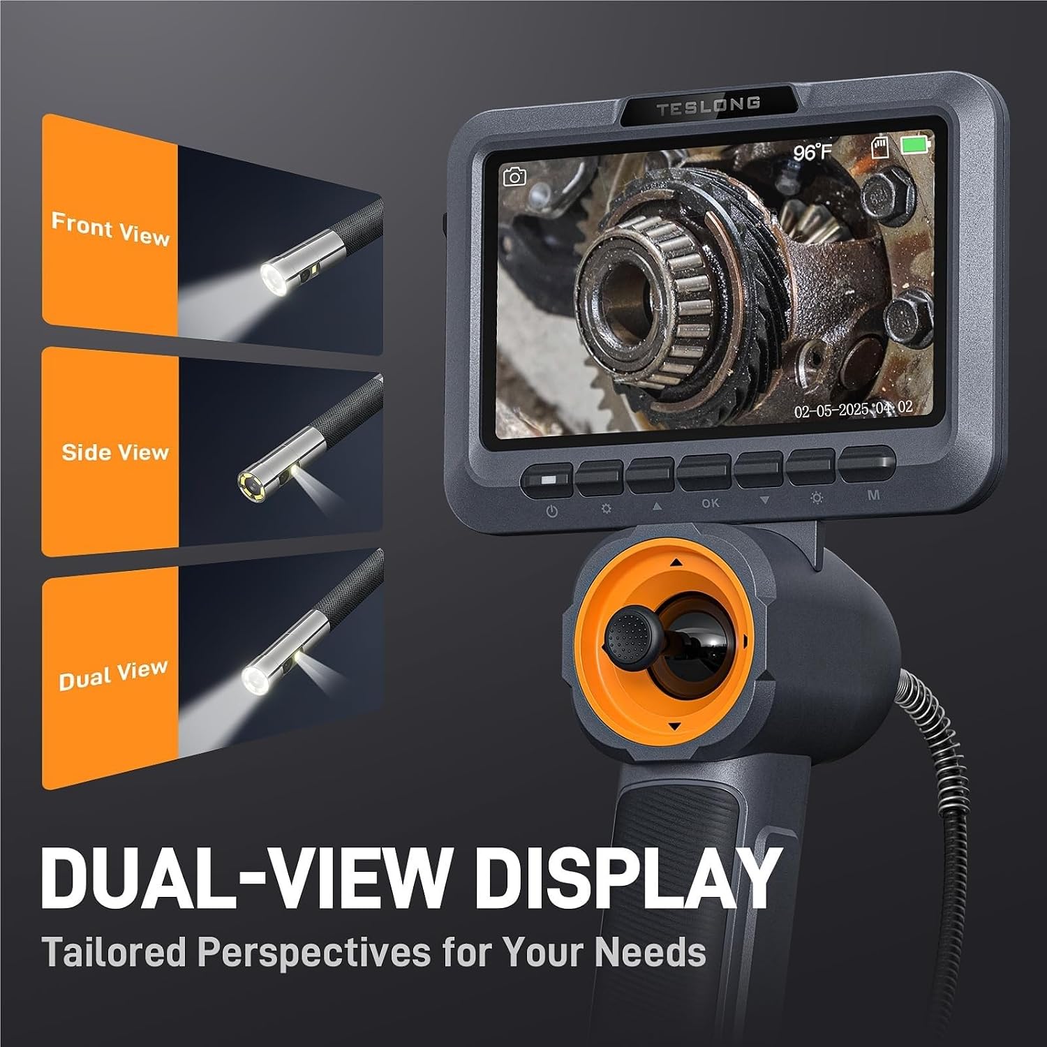 HD1080P 5'' Monitor Industrial Inspection 6.5mm Dual Lens 4-Way Joystick Articulation Borescope Inspection Camera 360° Steerable