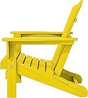 Vista 96 de KINGYES - Silla Adirondack plegable, sillas de patio de polietileno de alta densidad para todo tipo de clima, silla de césped con textura de madera