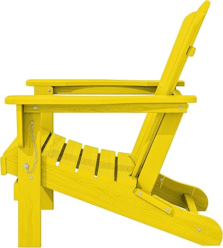 Vista 210 de KINGYES - Silla Adirondack plegable, sillas de patio de polietileno de alta densidad para todo tipo de clima, silla de césped con textura de madera