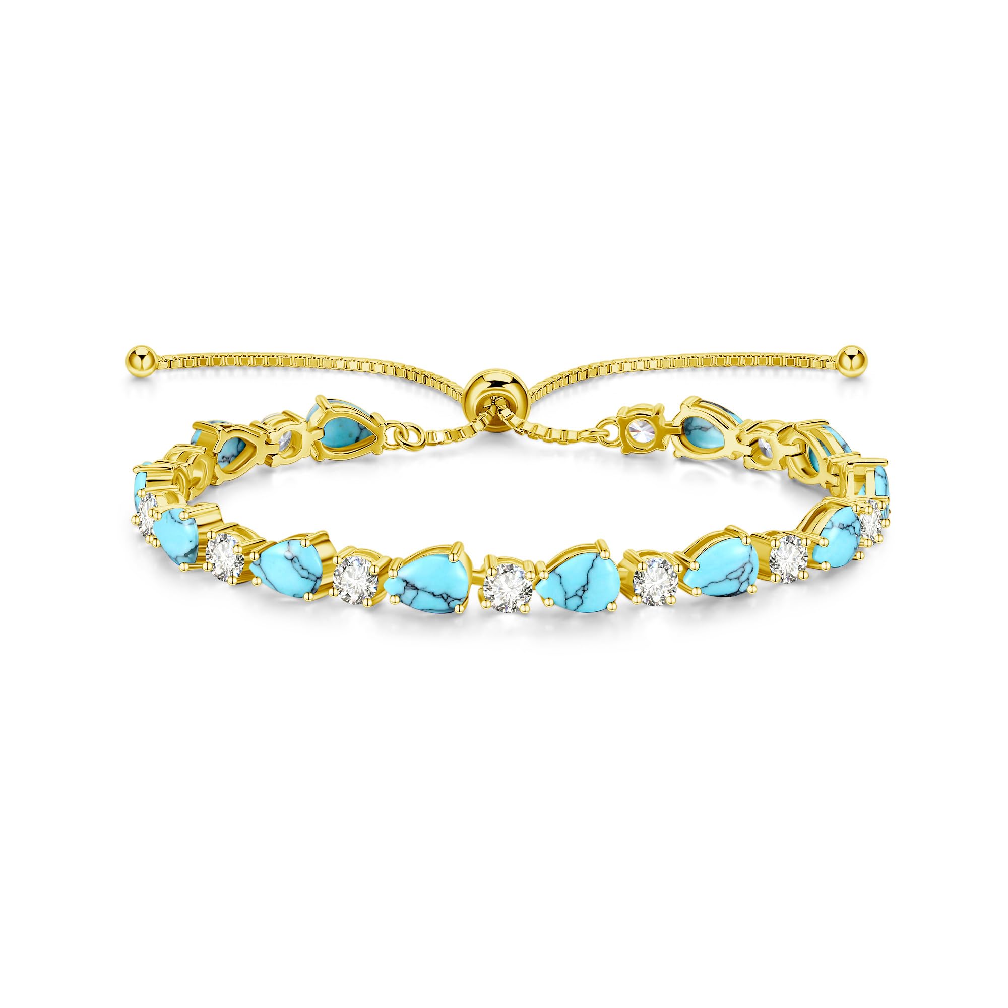 FANCIME 14K Gold Plated Silver Bolo Adjustable Tennis Bracelet for Women