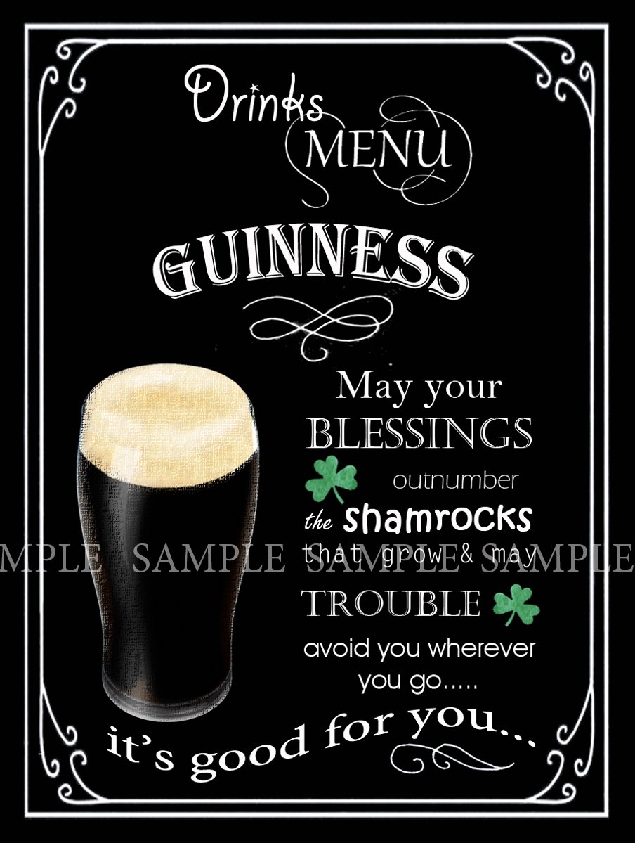 Pub Favorites " Guinness" - Bar - Cafe - Bistro - Home Pub - Metal Sign - 3 Sizes To Choose