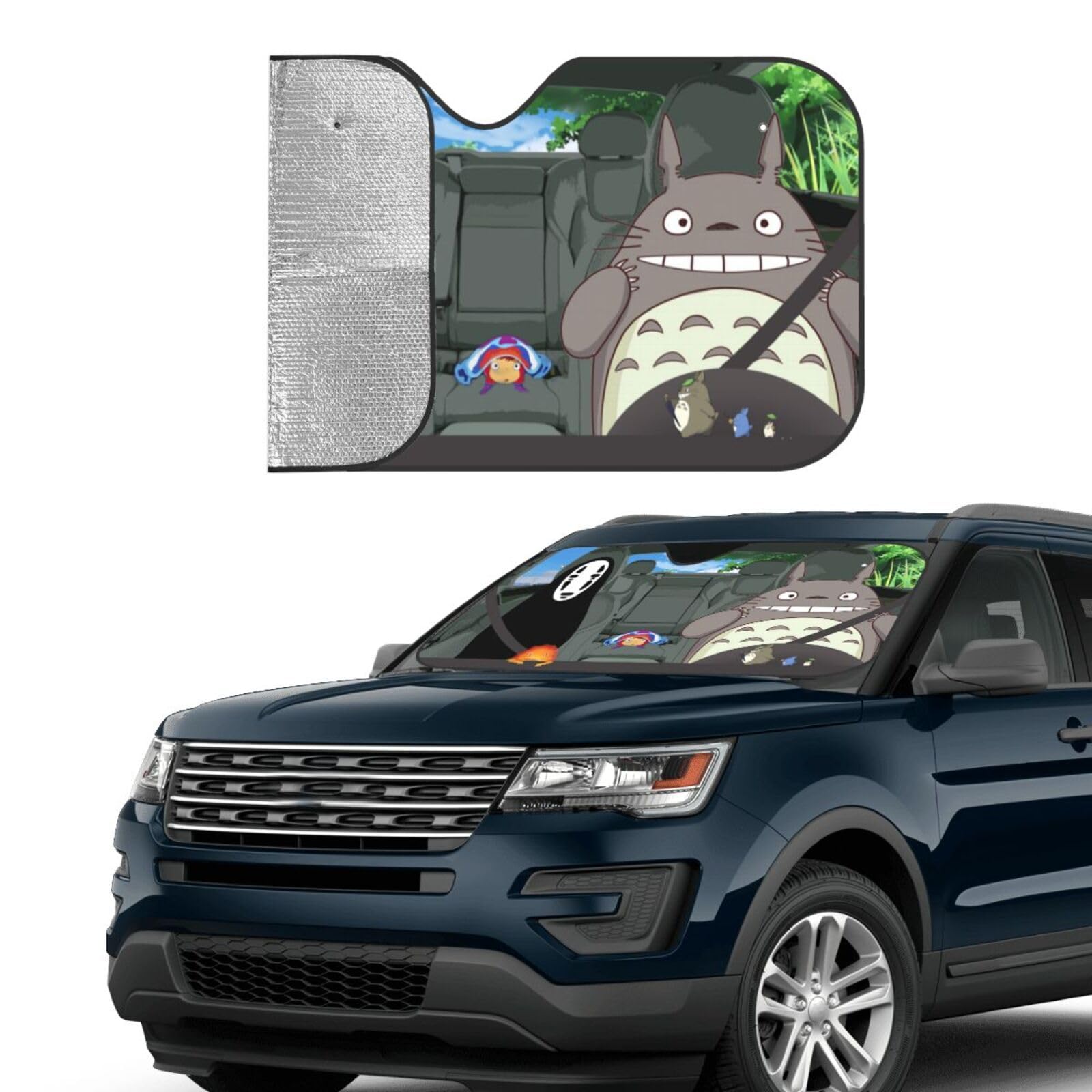 Anime Car Windshield Sun Shade for Auto SUV Truck - Front Window Sun Shade Visor Shield Cover Block UV Rays - 51x27.5 in
