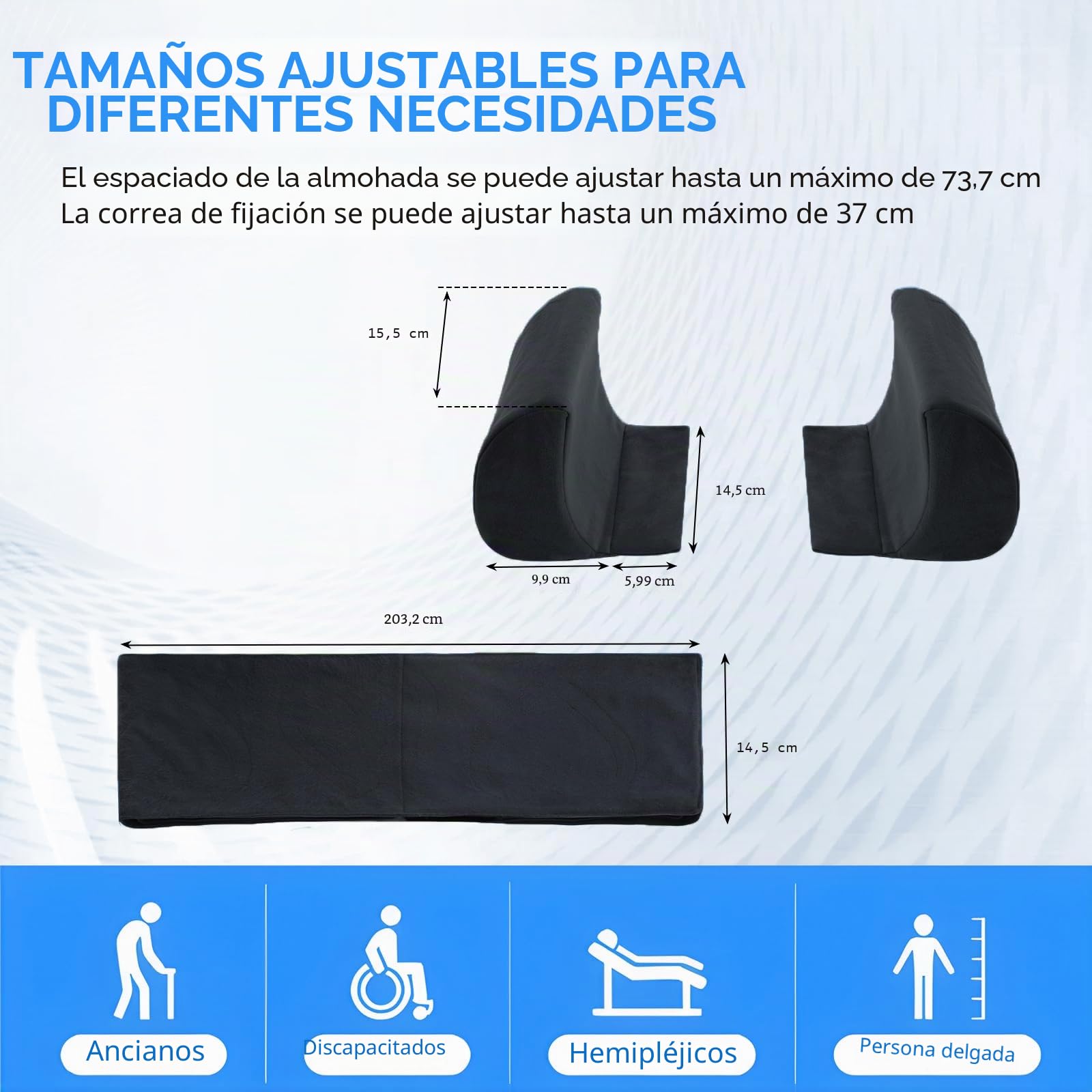 Generisch Soporte lateral para silla de ruedas | Soporte lateral para silla de ruedas con ajustable | Soporte lateral universal para silla de ruedas | Soporte lateral para sillas de ruedas, cojín