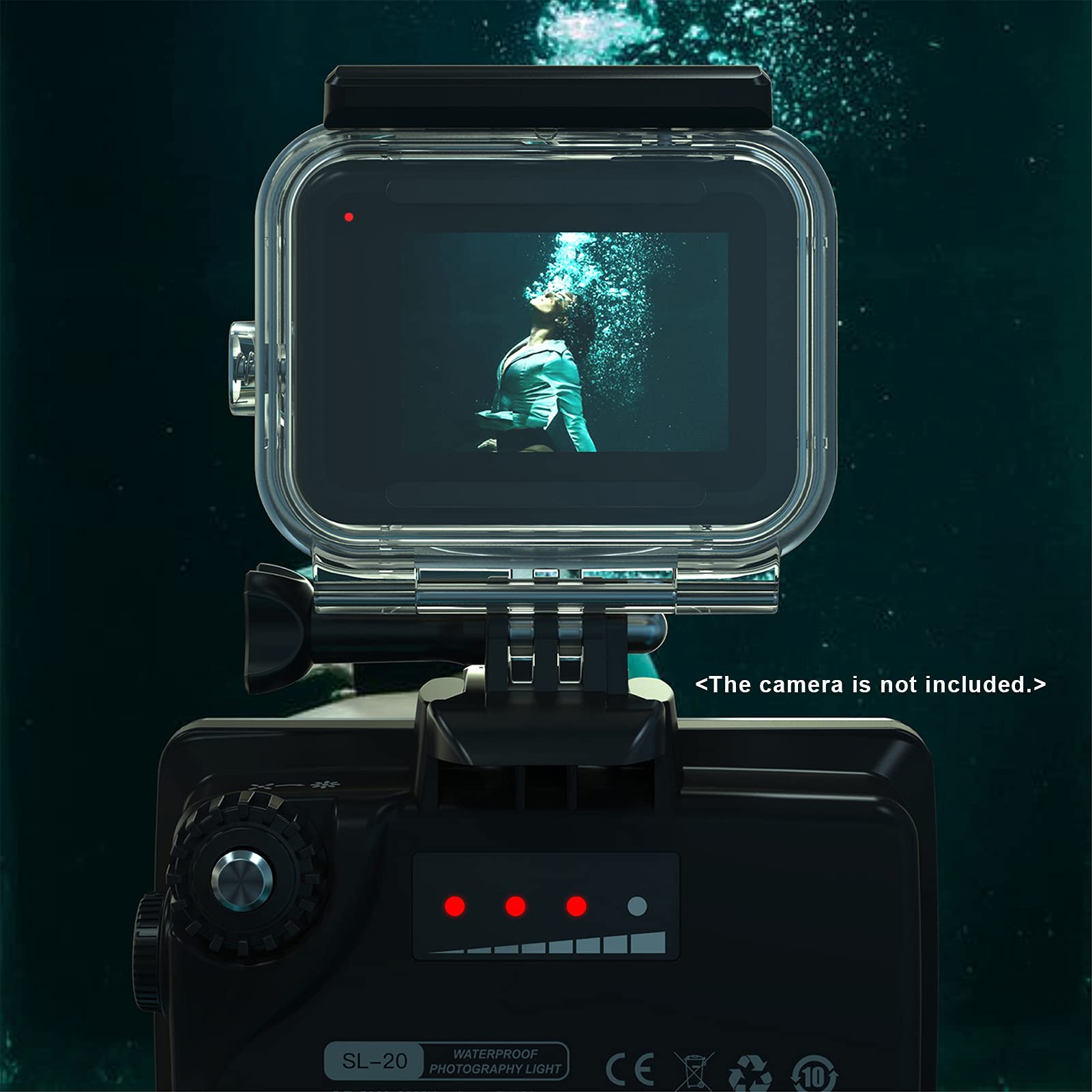 Andoer SL-20 Luz de Relleno RGB Impermeable Luz de Video LED, Regulable IPX8 Submarino 40M para bucear Snorkel Fotografía submarina Reemplazo de Video para GoPro Hero 9/7/6/5