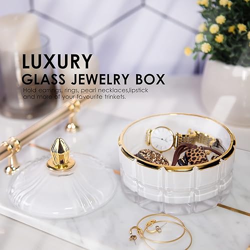 Miniatura 28 de Tarro de caramelo rosa, plato de cristal para dulces con tapa, tarros de cristal con tapas, joyero con tapas, tarro de vidrio decorativo, regalos