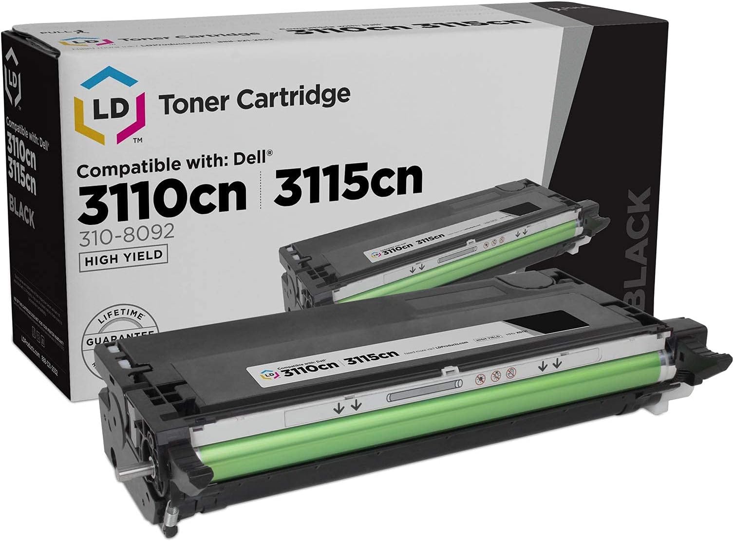 LD Products Remanufactured Toner Cartridge Replacement for Dell 310-8092 PF030 High Yield (Black) Compatible with Dell Color Laser 3110cn Multi-Function 3115cn