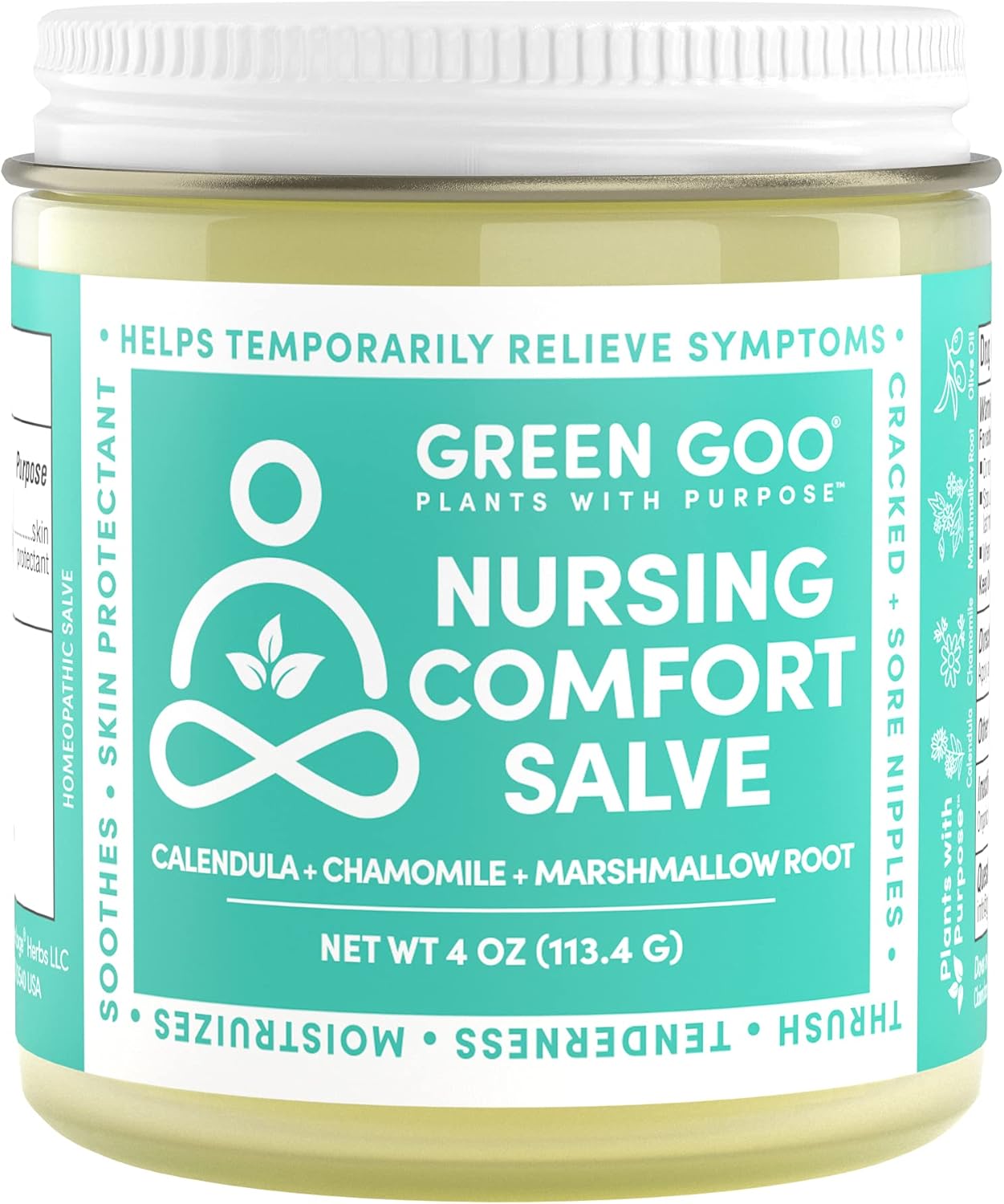 Green Goo All Natural Nursing Comfort Salve for Breastfeeding Cracked and Sore Nipples, 4 Ounce Jar : Health & Household