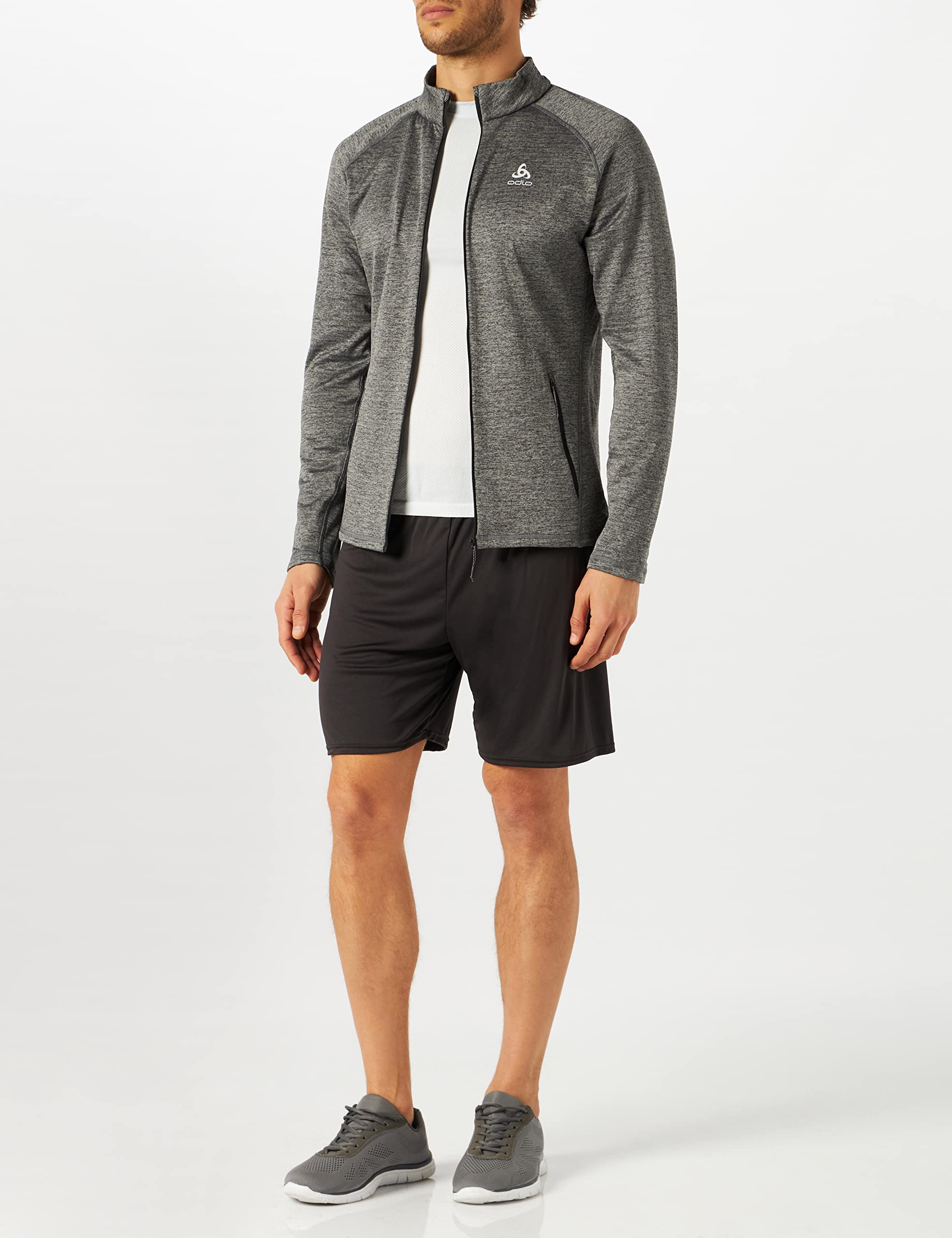 ODLO Męska kurtka polarowa FLI Full Zip Midlayer, Ciemnoszary melanż, S