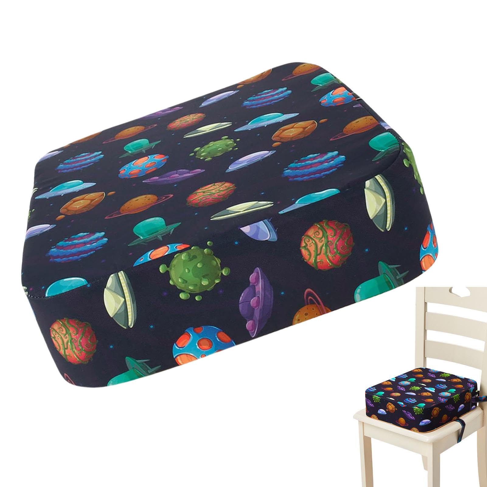 Booster Seat Dining Chair Toddler, Baby Booster Cushion Washable Table Boster Seat for Toddler 2 Belt Attach to Chair,Non-Slip Bottom Portable Travel Baby Child Kids Booster Cushion,36x32x9cm