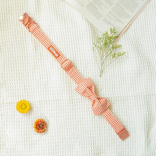 Miniatura 3 de Tunkoo Collar para perro con pajarita, elegante, a cuadros, suave, cómodo, de algodón, ajustable, hebilla de metal de alta calidad, pequeño,