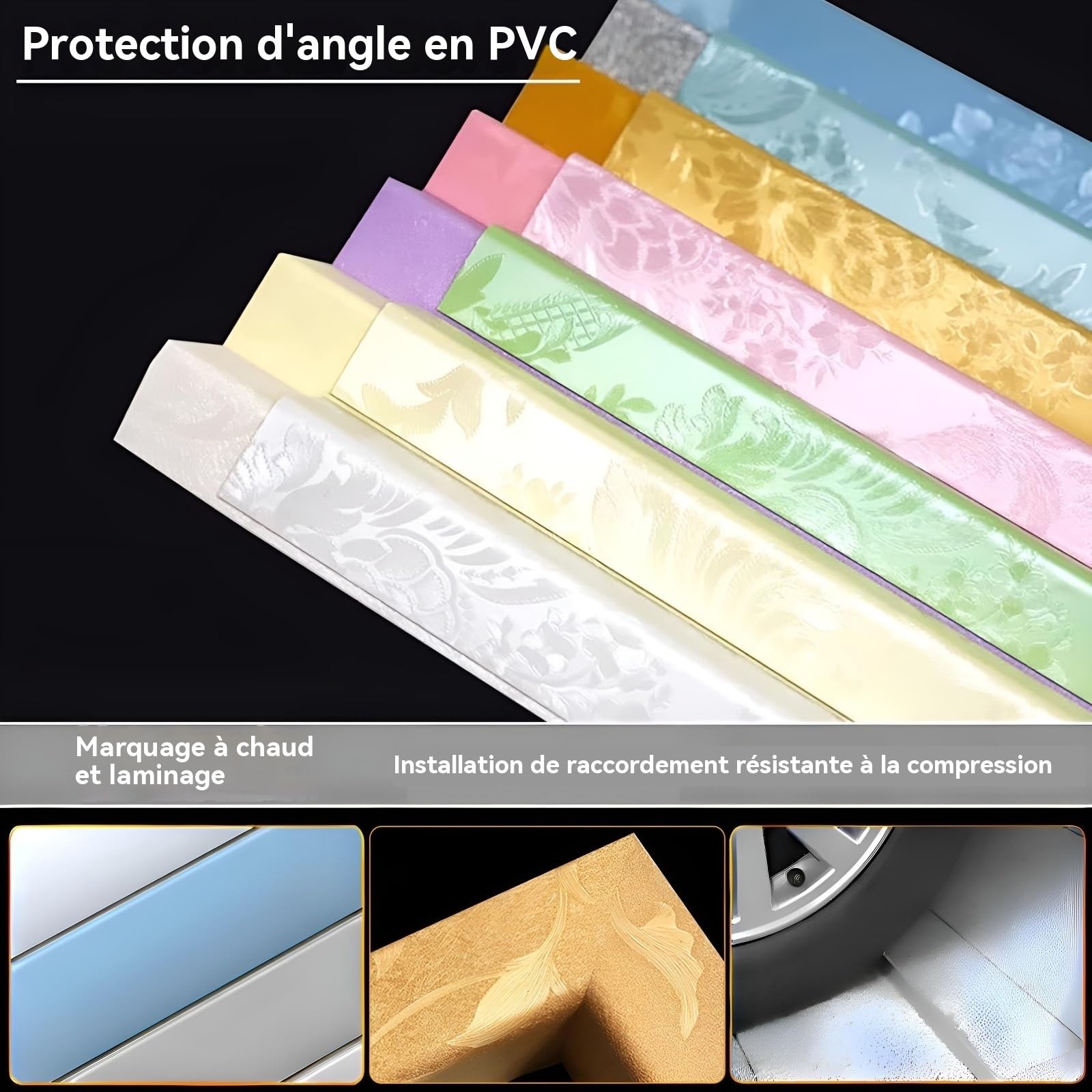 PVCProtector Lot de 3 protections d'angle adhésives pour mur et fourrure - 90 cm - Protection contre les chocs pour cuisine et maison (Opt 4, 20 x 20 mm)