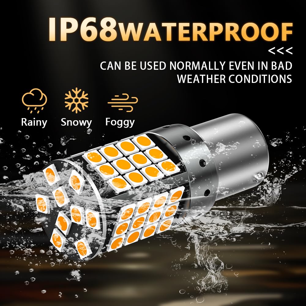 1156 BA15S P21W LED 12-24 V Canbus Error Free Żółty Ultra jasny 4000LM 57SMD P21W LED do kierunkowskazów z przodu i z tyłu kierunkowskaz LED kierunkowskaz samochodowy-4 sztuki