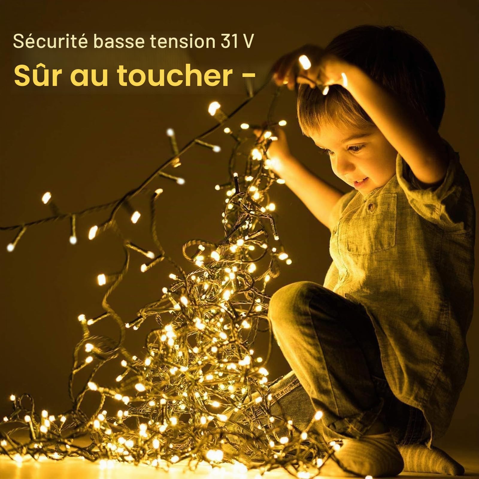 Quntis 1000 LED Guirlande Lumineuse 25M Eclairage 8 Mode, Décoration d'ambiance Extérieur Intérieur pour Maison Mariage Noël Anniversaire, Chaîne Lampe Lumière Blanc Chaud