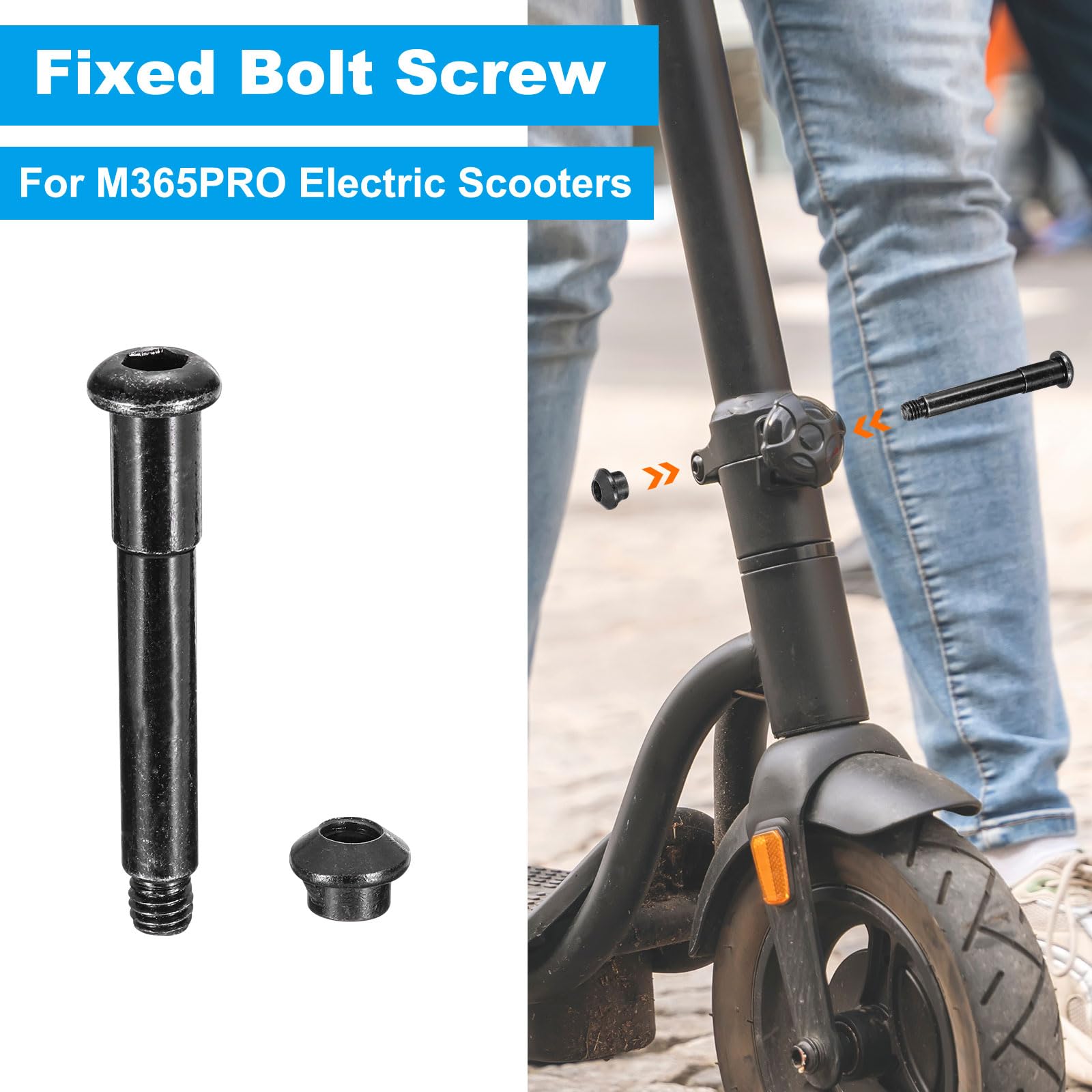 PATIKIL Vis Boulon Fixe, Vis Verrouillage l'arbre Pliant, Vis Verrouillage l'arbre Pliant, Pièces Rechange Compatibles pour Trottinettes Électriques M365Pro, Noir