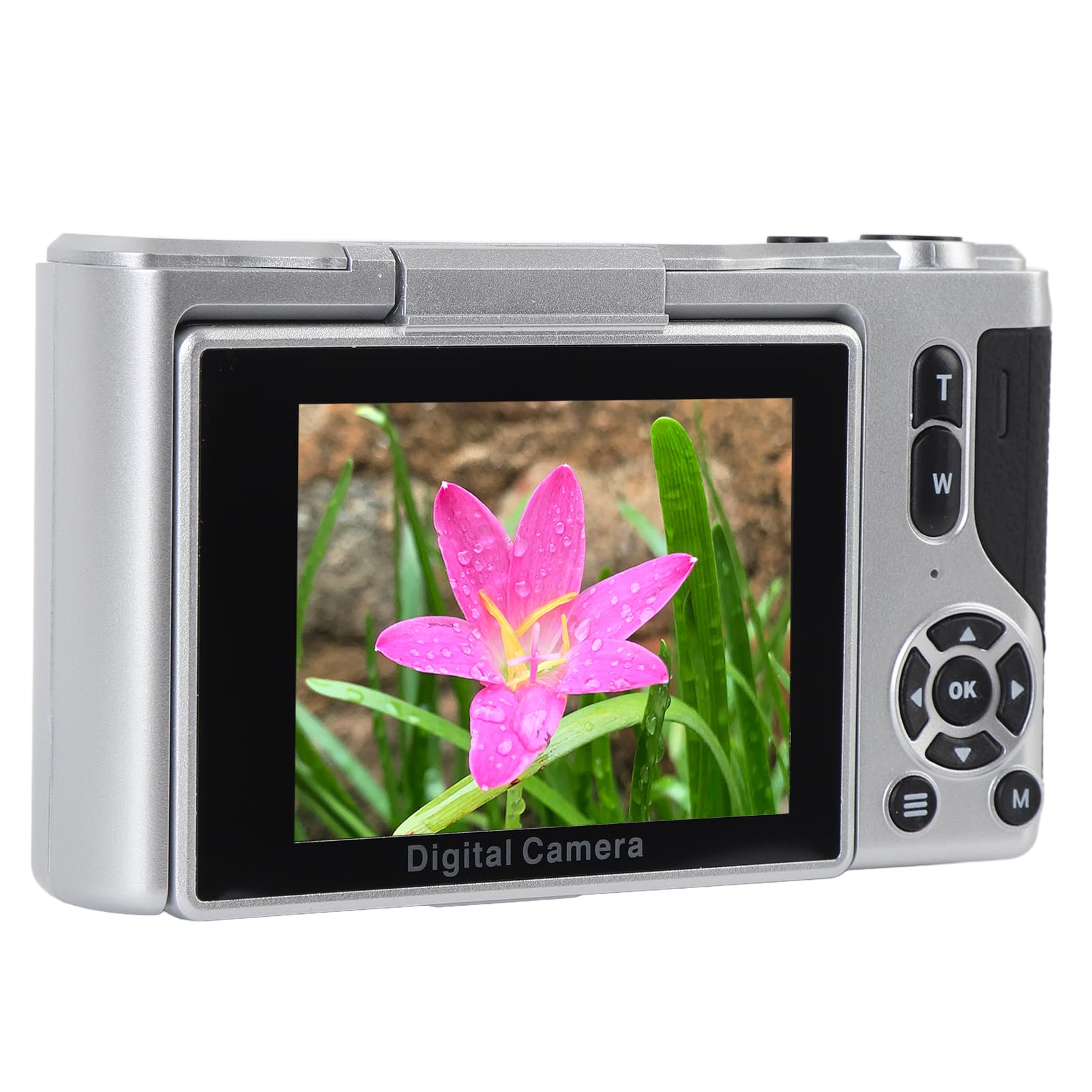 Cuifati Camera Digitale 4K per la Fotografia Autofocus, WiFi 64MP, Schermo di Lancio a 180 ° da 2,8 Pollici, Viaggio Compatto 16x Digital Zoom Incorporato per Principianti, Adolescenti (SILVER)