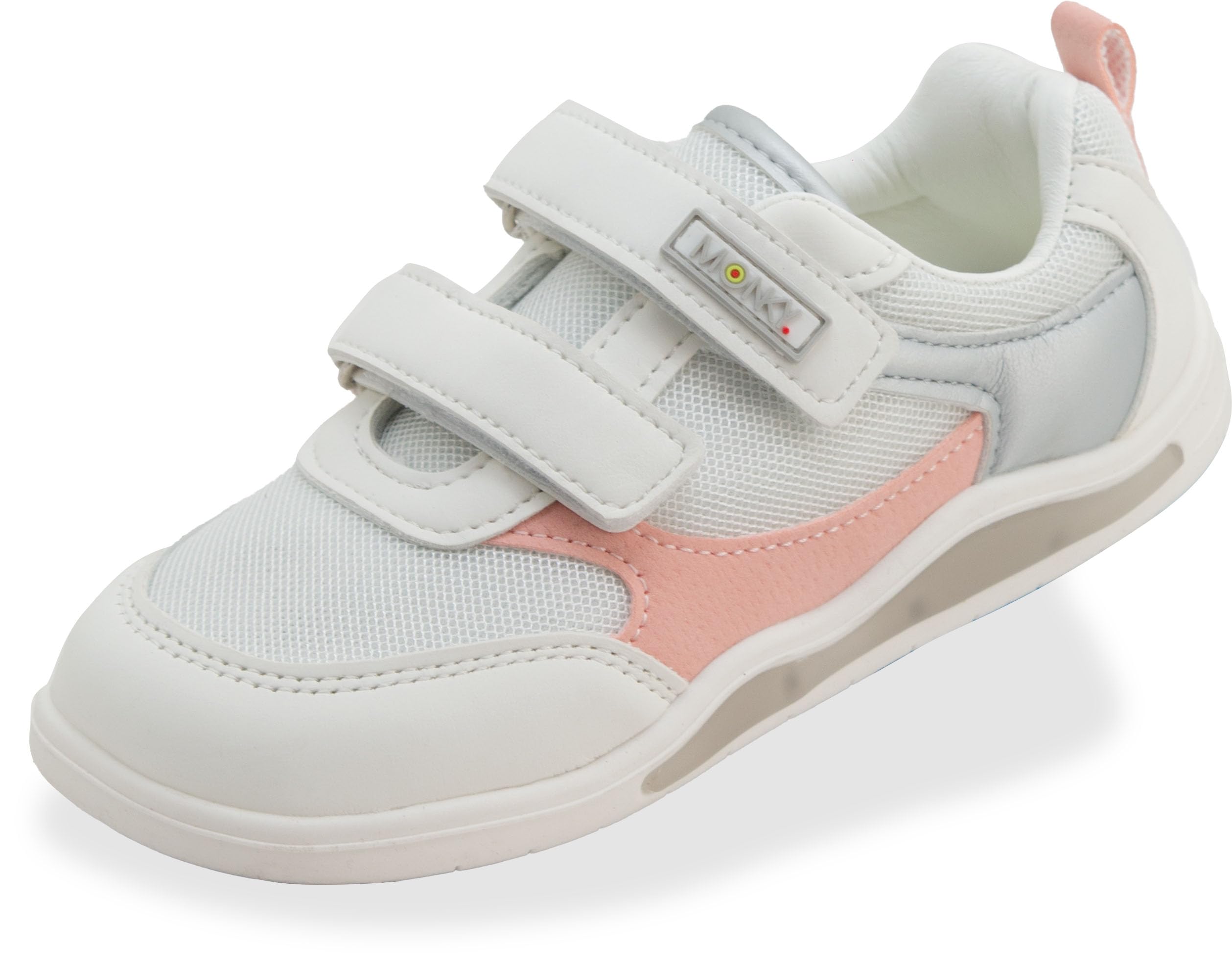 Sportandem MONKY Zapatillas Barefoot Infantiles con Luces LED ā Calzado Respetuoso Cero Drop, Puntera Ancha, Suela Flexible Antideslizante, Cierre Velcro, Piel SintĆ©tica, Tallas 25-30
