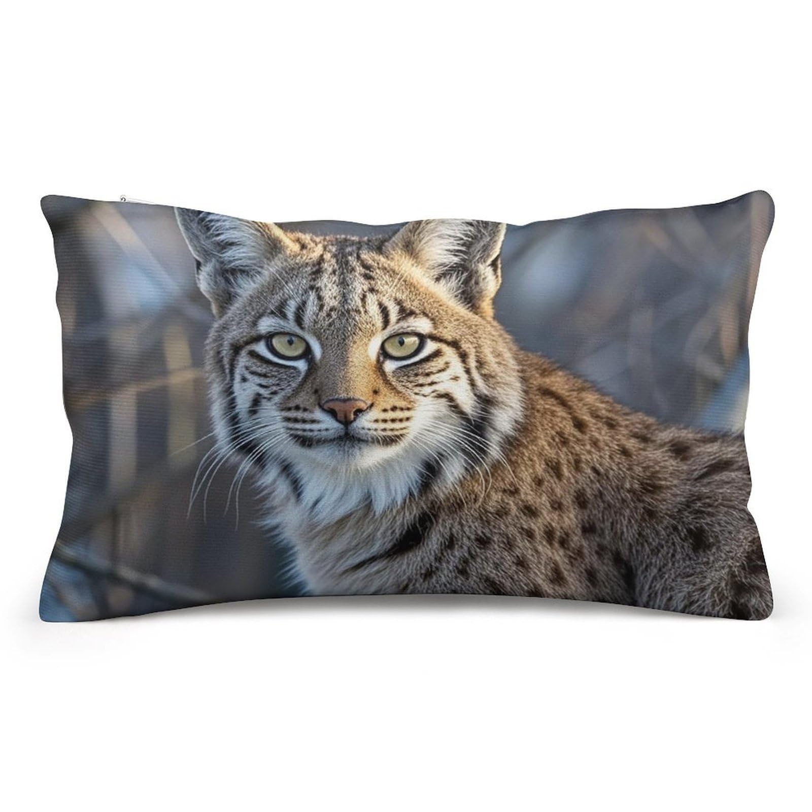 Velvet Pillowcases Standard Size 8"x12", Ultra Soft Breathable Pillow Cases for Bed, Luxury Cozy Fuzzy Pillow Shams, Lumbar Pillow Cover, Wild Bobcat Cushion Case Home Decor