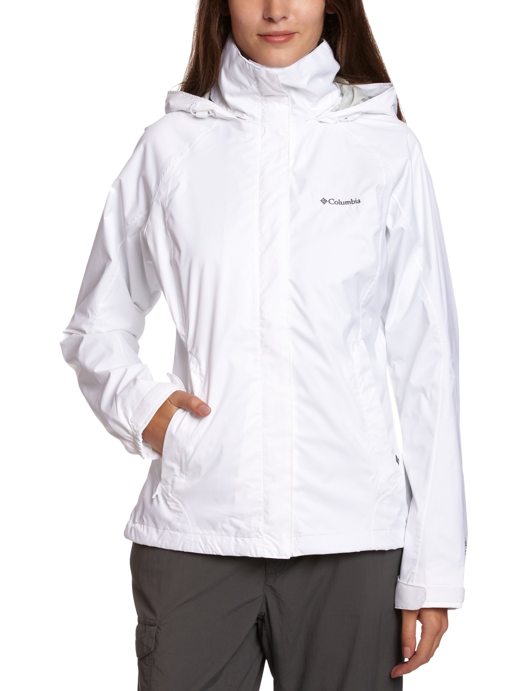 Chaqueta de senderismo para mujer impermeable con capucha ajustable contra el viento 5