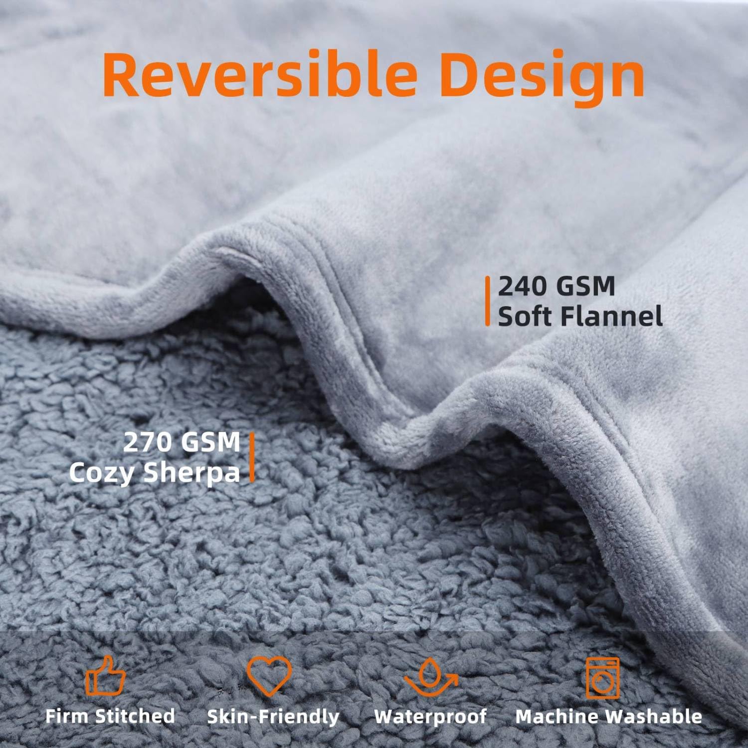 Nobleza Coperta Impermeabile per Cani, M 100 x 75cm Coperta Morbida e Soffice per Cane, Lavatrice, Reversibile Protettore per Divano, Grigio