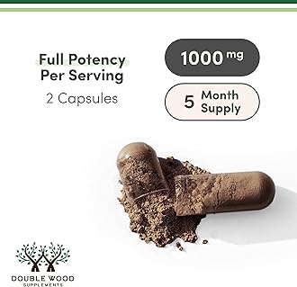 Double Wood Supplements Reishi Mushroom Capsules (4:1 Ganoderma Extract, 1,000mg Red Reishi Powder Servings) 300 Count, 5 Month Supply, Potent Mushroom for Immune System Support and Defense by