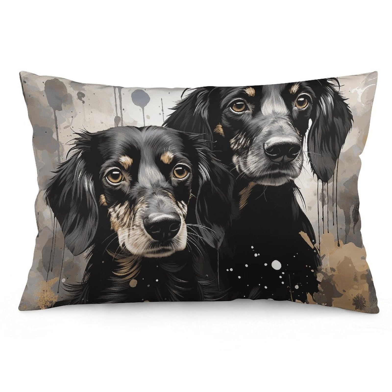 NTVOWPZO 2 Pack Decoration Throw Pillow Covers 16 "x24 Pillowcases Covers Black Dachshund Pillowcases Modern Farmhouse Home Decor Sofa Cushions Covers for Couch Bed Living Room