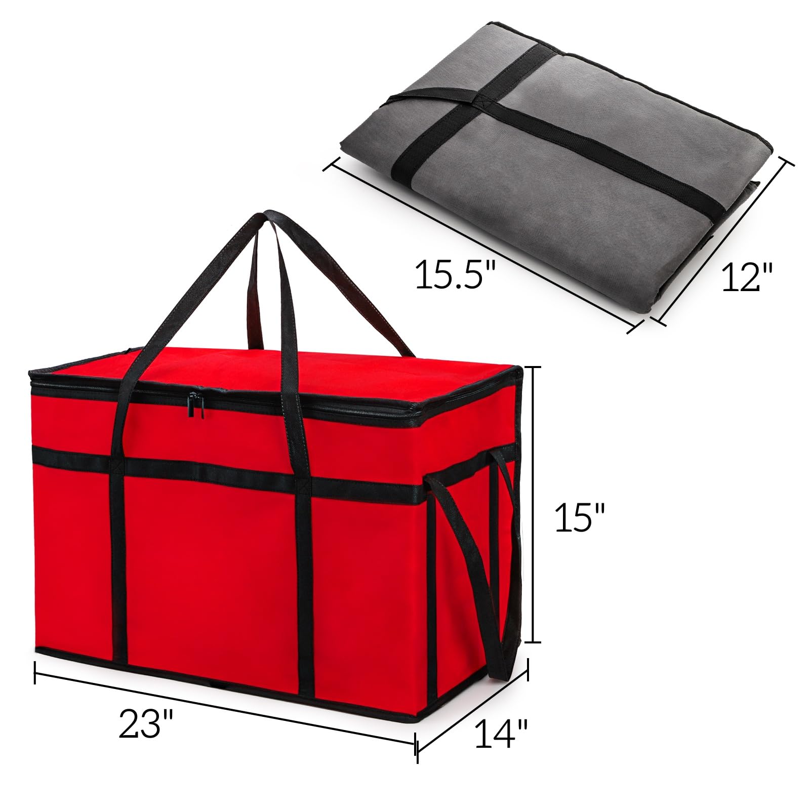 AVLA Lot de 3 sacs isothermes de livraison de nourriture, 77 L, XXXL, réutilisables, sacs isothermes pliables avec poignée solide et fermeture éclair pour la restauration, le shopping, les voyages
