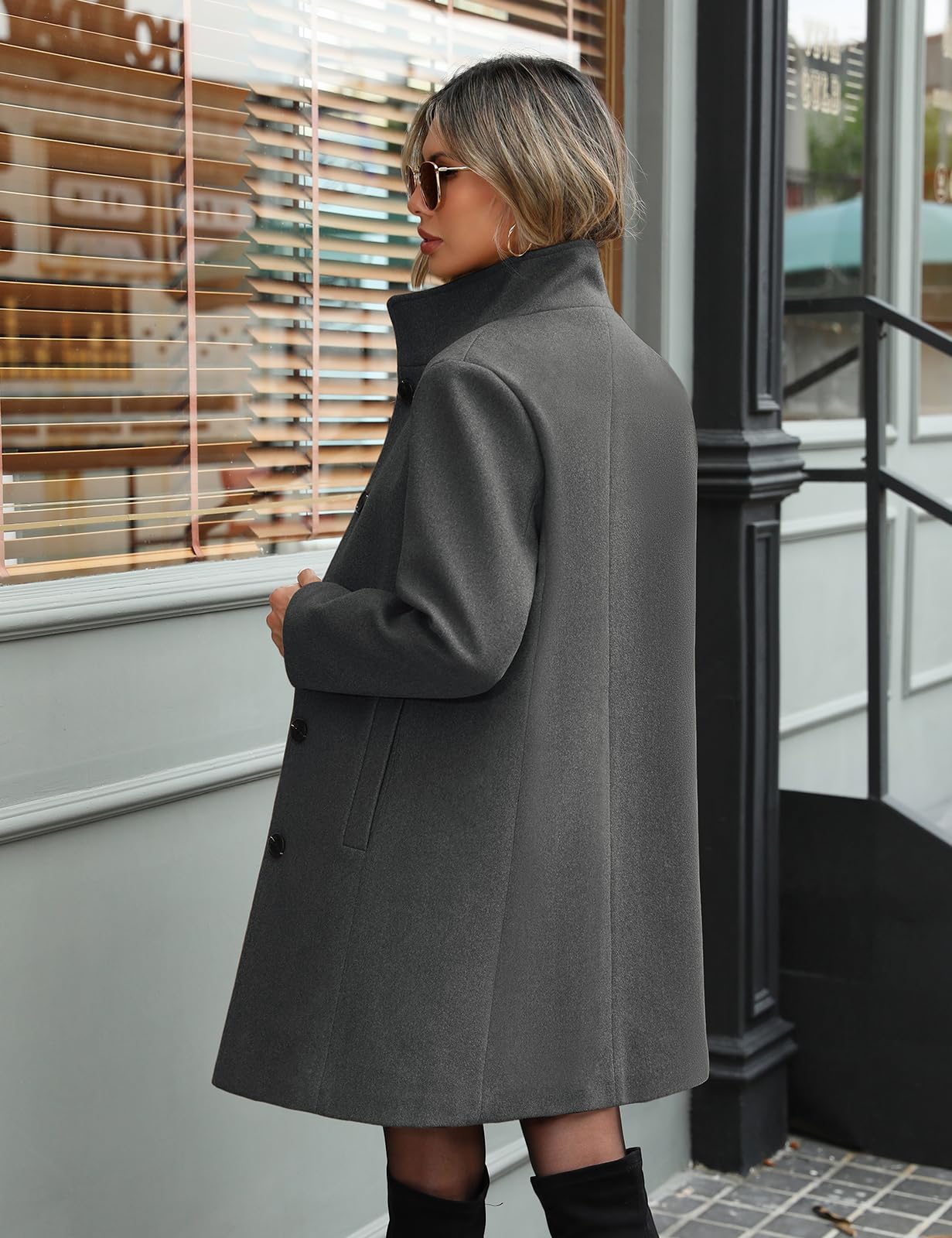 Mantel Damen Wintermantel Lang Winterjacke Klassischem Wintercoat Revers Übergangsjacke Knielang Trenchcoat Elegant Jacke Herbst Winter Outwear mit Knopf