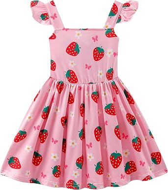 Toddler Girls Dresses Kids Summer Clothes Ruffle Sleeve Back Bowknot Dress Baby Backless Party Sundress 2-7 Years