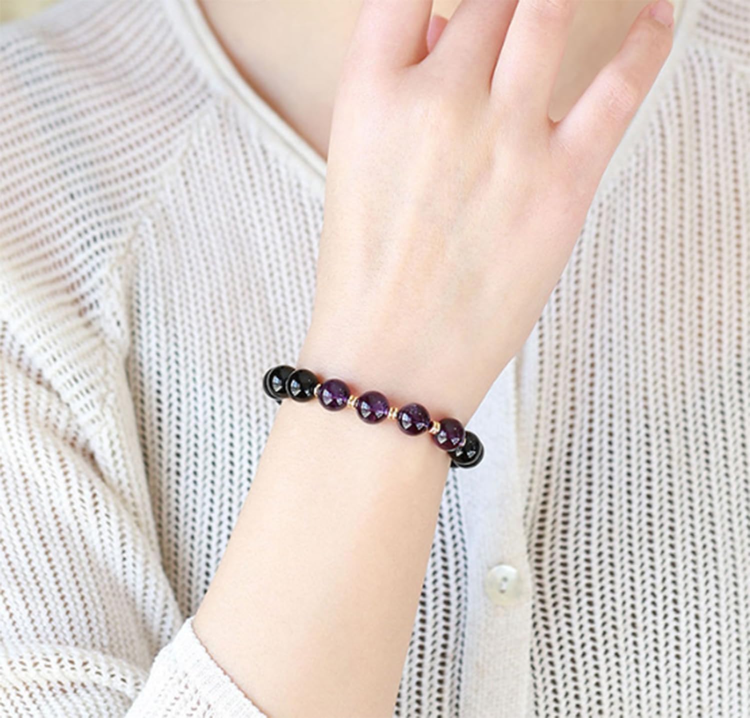 Bracciale perline cristallo pietra naturale, bracciale singolo pietra | Gioielli per yoga e meditazione da uomo, braccialetto di cristallo curativo per vacanze e regali di compleanno