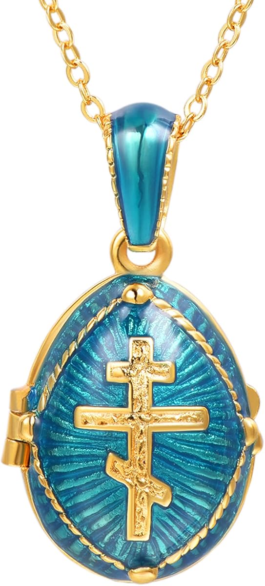 U7 Russian Orthodox Cross Pendant/Praying Hands/Ichthys Sign for Men Women Stainless Steel 18K Gold Plated Jesus Pendant Christian Religious Necklaces, Length 22" Silver Black Gold