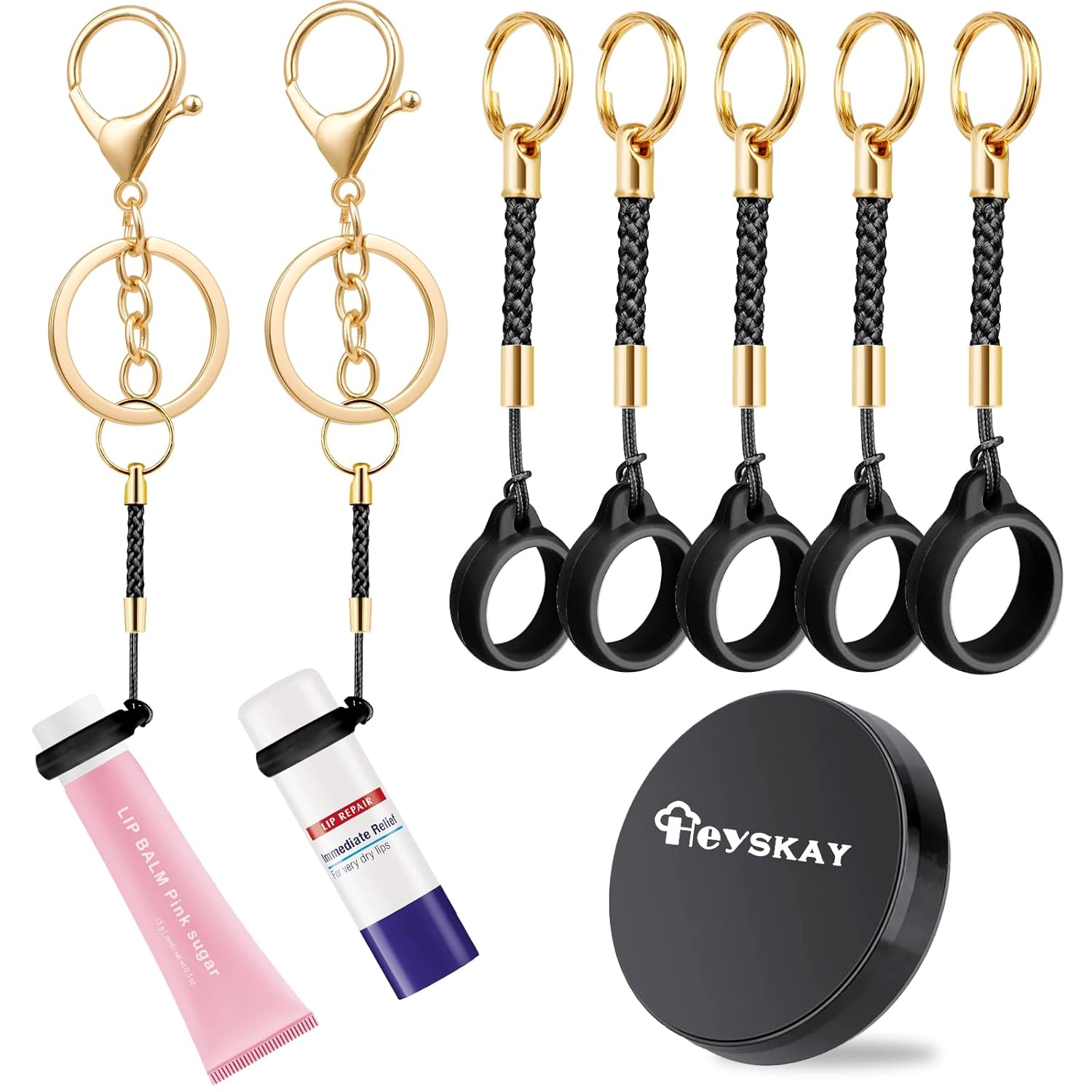 HEYSKAY Lip Balm Holder Lipgloss Holder Keychain Cap Compatible with Chapstick Summer Fridays NIVEA Stocking Stuffers Gifts