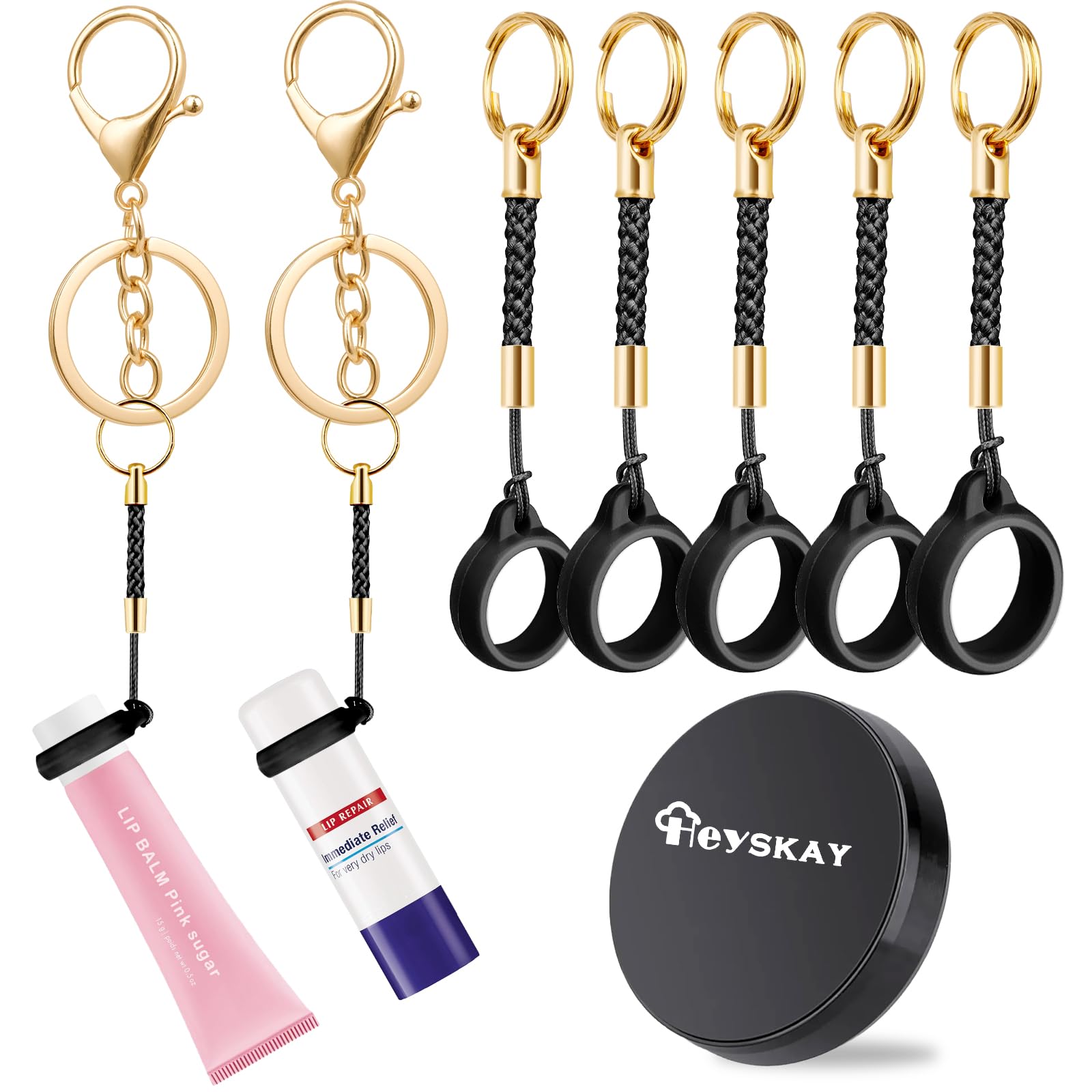 HEYSKAY Lip Balm Holder Lipgloss Holder Keychain Cap Compatible with Chapstick Summer Fridays NIVEA Stocking Stuffers Gifts