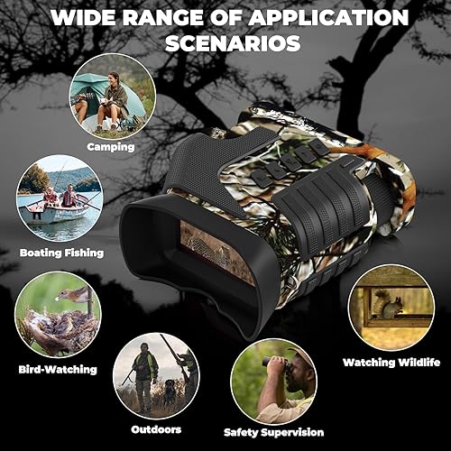 Miniatura 8 de WOSPORTS Gafas de visión nocturna 4K - 10X óptico y zoom digital 8X, rango infrarrojo de 1315 pies, batería recargable de 5000 mAh, IPX impermeable,