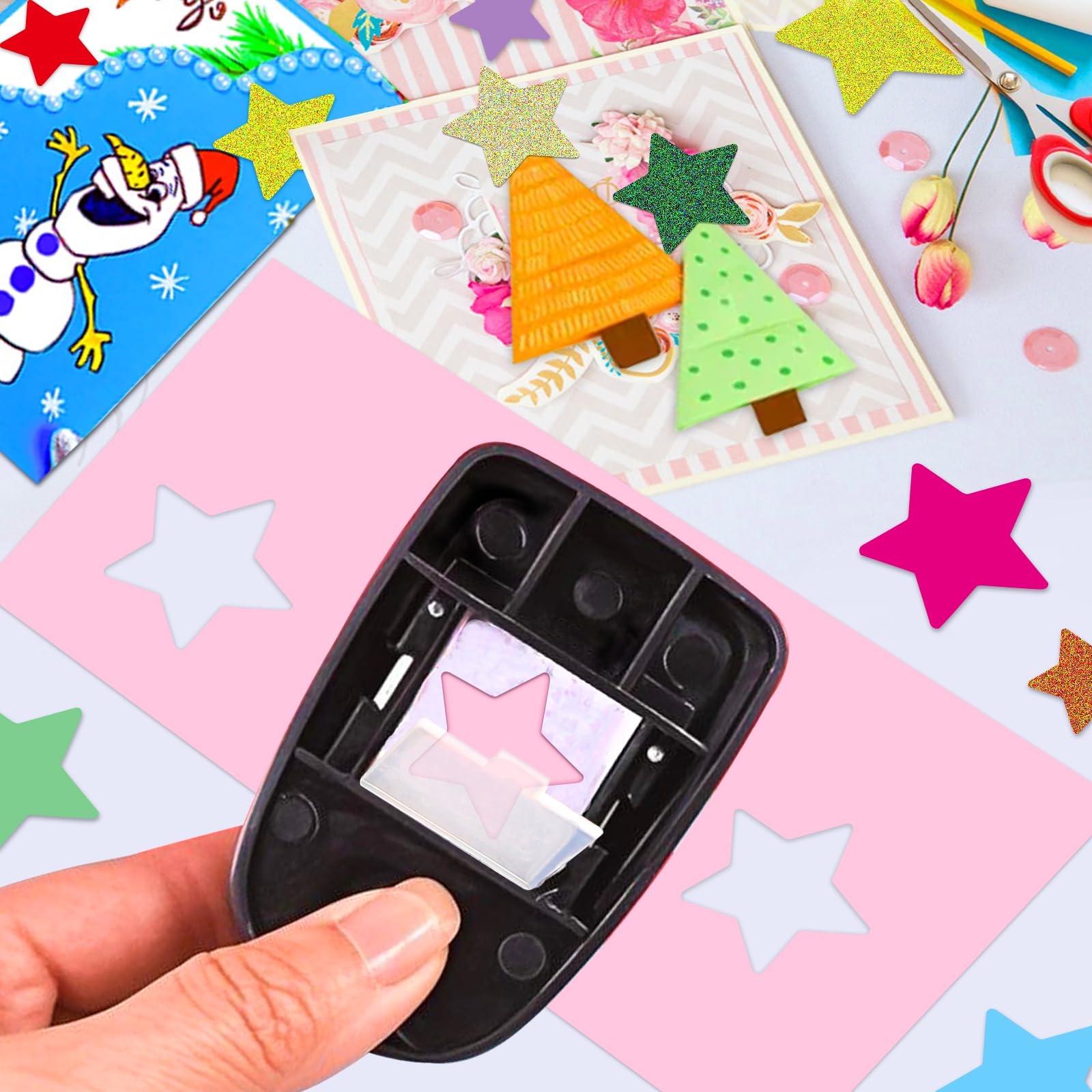 Stern-Lochstanzer, Stern-Papierstanzer, Sternstanzer für Papierbastelarbeiten, StarPuncher zum Basteln, 2,5 cm sternförmige Lochstanzer, Bastelstanzer für Scrapbooking, DIY-Papierprojekte