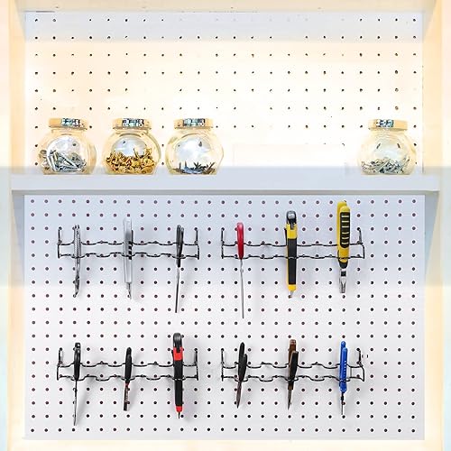 Miniatura 6 de Hanaive 4 soportes para alicates para tablero de clavijas, capacidad para 11 alicates por estante, ganchos de acero para tablero de clavijas,
